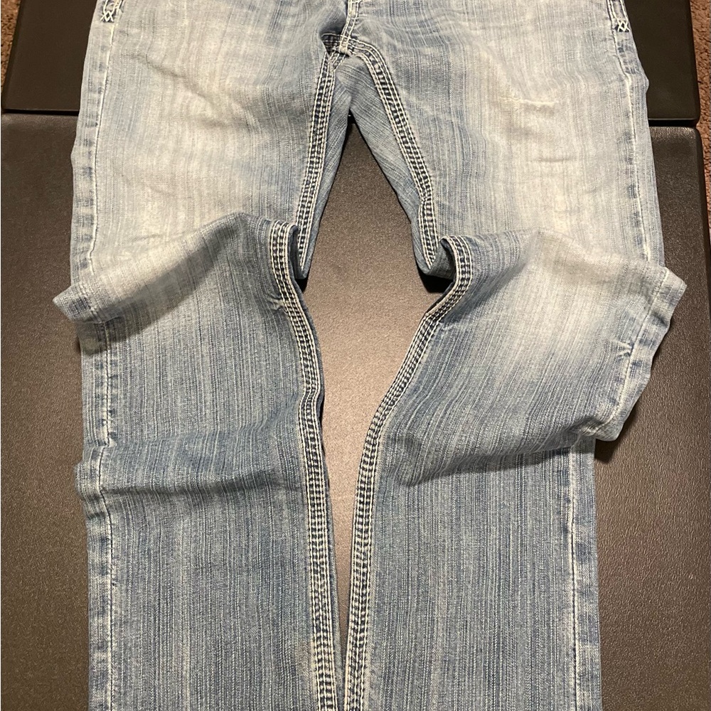 BKE Blue Skinny Jeans with Distressing